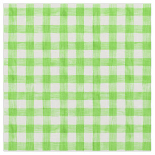 Green Watercolor Gingham Fabric