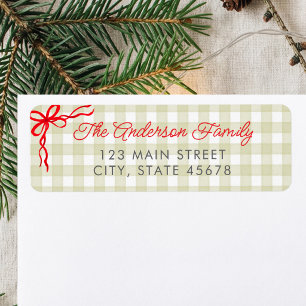 Green Watercolor Gingham Return Address