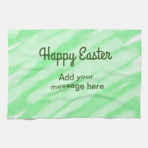 Green watercolor happy Easter add message pastel t Kitchen Towel
