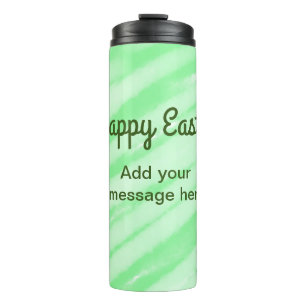 Green watercolor happy Easter add message pastel t Thermal Tumbler
