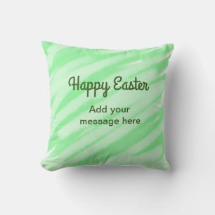 Green watercolor happy Easter add message pastel t Throw Pillow