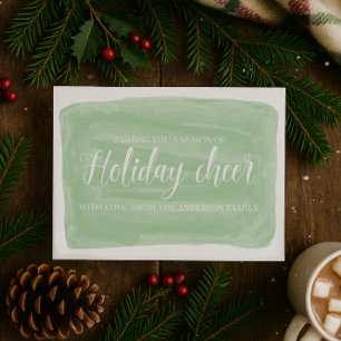 Green Watercolor Holiday Cheer Flat Card