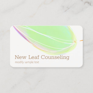 Green Watercolor Leaf Business Card