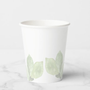 Green Watercolor Leaf Paper Cup