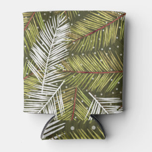 Green Watercolor Leaves: Seamless Illustration Can Cooler