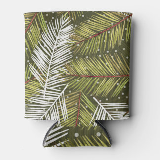 Green Watercolor Leaves: Seamless Illustration Can Cooler