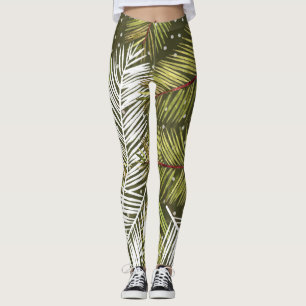Green Watercolor Leaves: Seamless Illustration Leggings
