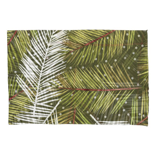 Green Watercolor Leaves: Seamless Illustration Pillowcase (Front)