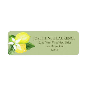 Green Watercolor Lemons Adresse de retour