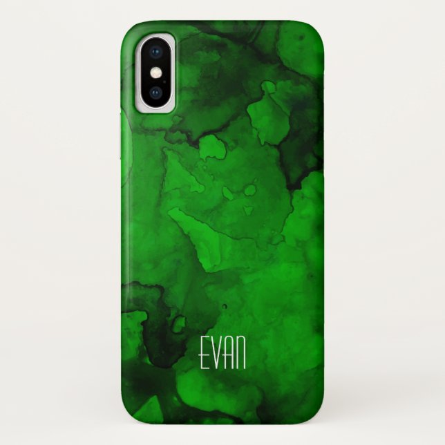 Green Watercolor Mashup Apple iPhone X Case (Back)
