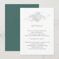 Green Watercolor Mountain Nature Wedding Details 
