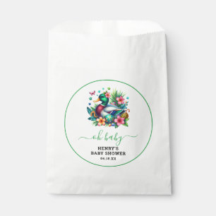 green Watercolor One Lucky Duck Boy 1st Birthday Favour Bag