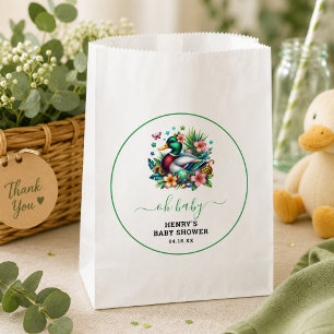 green Watercolor One Lucky Duck Boy 1st Birthday Favour Bag