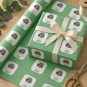 green Watercolor One Lucky Duck Boy 1st Birthday Wrapping Paper