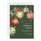 Green Watercolor Ornaments Holiday Christmas Party
