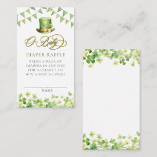 Green Watercolor Shamrock Diaper Raffle Enclosure Card