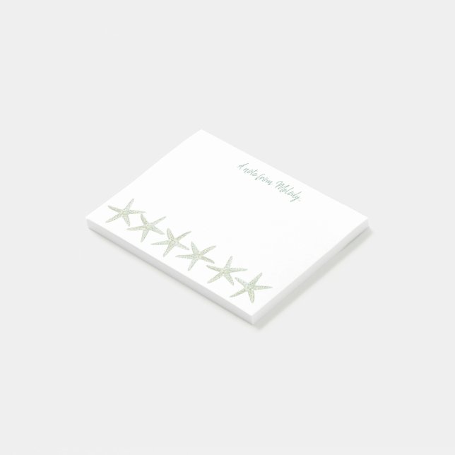 Green Watercolor Starfish Pattern Post-it Notes (Angled)