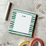 Green Watercolor Stripes Monogram Post-it Notes<br><div class="desc">Customize with one,  two,  or three initials or write out your name.</div>