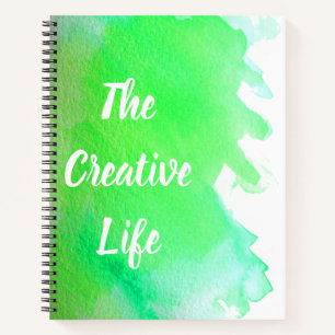 Green watercolor the creative life quotation notebook
