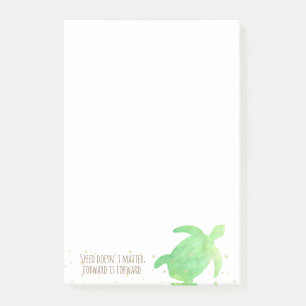 Green Watercolor Turtle Speed Doesn't Matter Post-it Notes