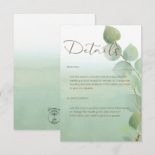 Green Watercolor Wash Eucalyptus Details Enclosure Card
