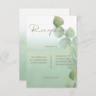 Green Watercolor Wash Eucalyptus Reception Enclosure Card