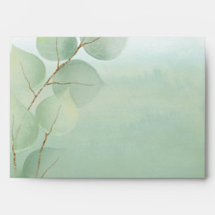 Green Watercolor Wash Eucalyptus Wedding Envelope