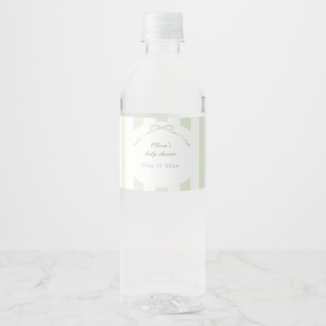 Green Watercolor Water Bottle Label (Front)