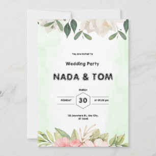 Green Watercolor Wedding Invitation