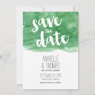 Green Watercolor Wedding Save the Date Invitation