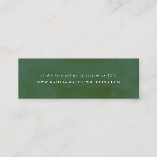 Green Watercolor Wedding Website Mini Business Card (Front)