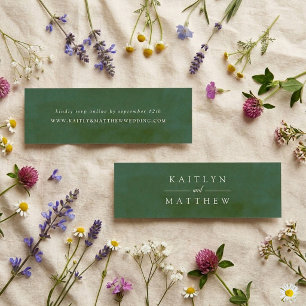 Green Watercolor Wedding Website Mini Business Card