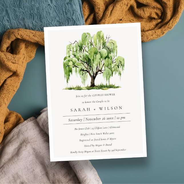 Green Watercolor Willow Tree Couples Shower Invite (Creator Uploaded)