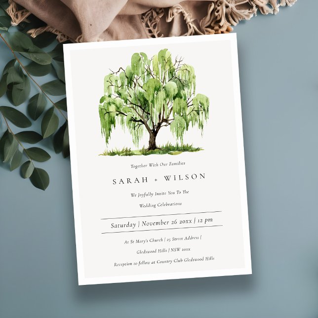 Green Watercolor Willow Tree Vow Renewal Invite (Creator Uploaded)