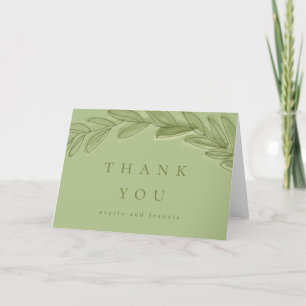 Green Watercolor Wreath Merci Cartes