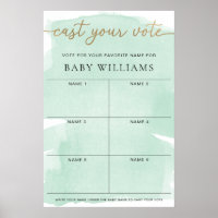 Green Watercolour Cast Your Vote Baby Name Voting