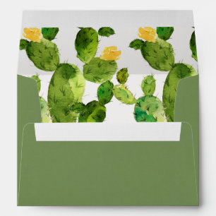 GREEN WATERCOLOUR DESERT CACTUS FLOWER  MONOGRAM ENVELOPES