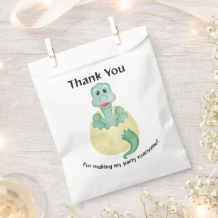 Green Watercolour Dinosaur Birthday Baby Shower Favour Bag