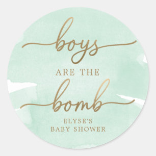 Green Watercolour Gold Bath Bomb Favour Sticker