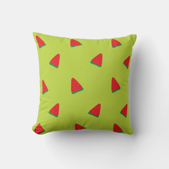 Green Watermelon Pattern Throw Pillow (Front)