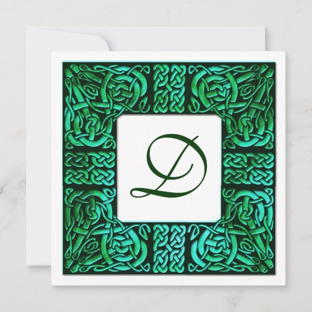Green Waters Celtic Monogram Wedding Invitation (Front)