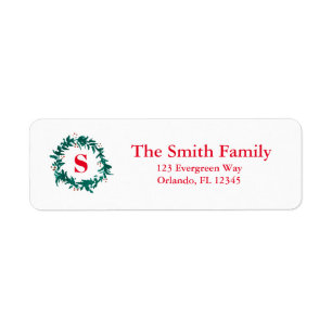 Green Wath Christmas Monogramme Adresse de retour