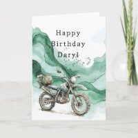 Green Wave Abstract Motorcycle Birthday