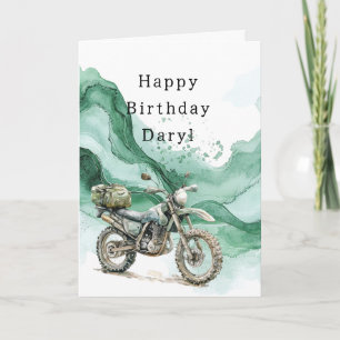 Green Wave Abstract Motorcycle Birthday Card