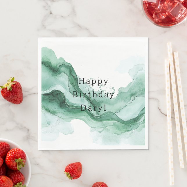Green Wave Abstract Napkin (Insitu)