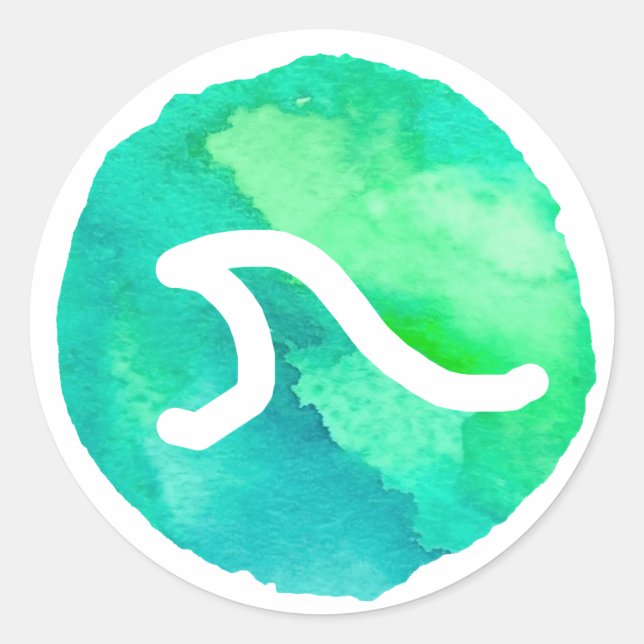 Green Wave Design Classic Round Sticker (Front)