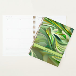 green wave pattern abstract planner