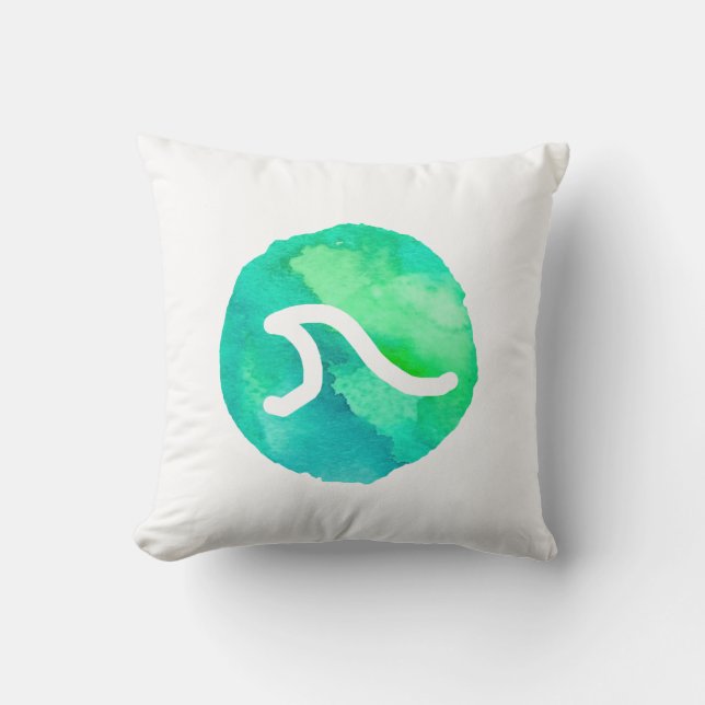 Green Wave Throw Pillow (Front)