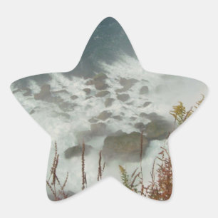 Green Waves Blue White Water Abstract Nature Rocks Star Sticker