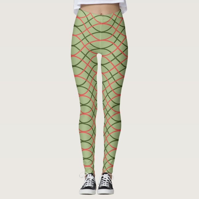 Green Waves  Leggings (Front)